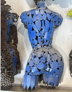 Buste de Femme derrière Morceaux Bleu